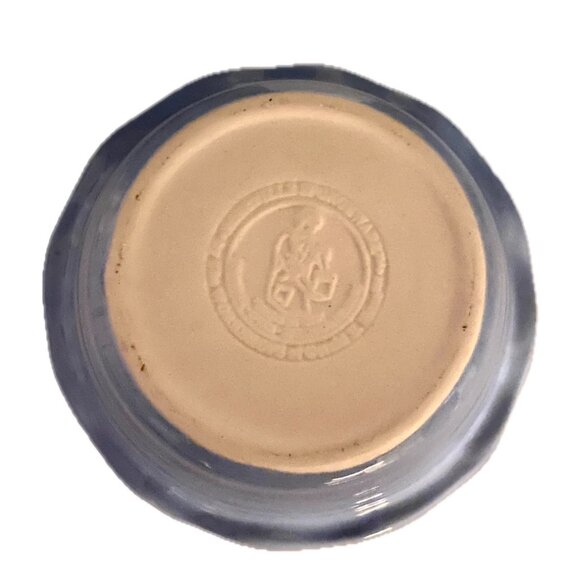 Roseville Spongeware Pottery Blue Fruit Dessert Bowls Ruffled Rim Lot of 6 EVC - Picture 2 of 7